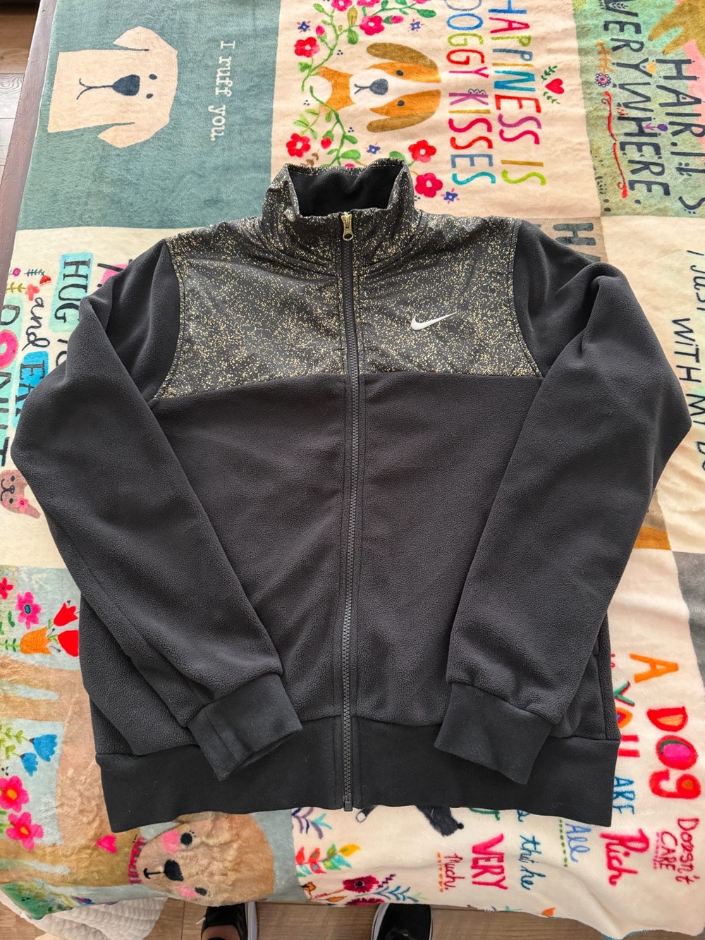 Women’s M Nike Black Fleece Zip Jacket w/ Gold Design - Cheer Comp / Team Colors